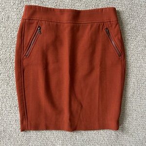 LOFT Rust Pencil Skirt with Zip Details